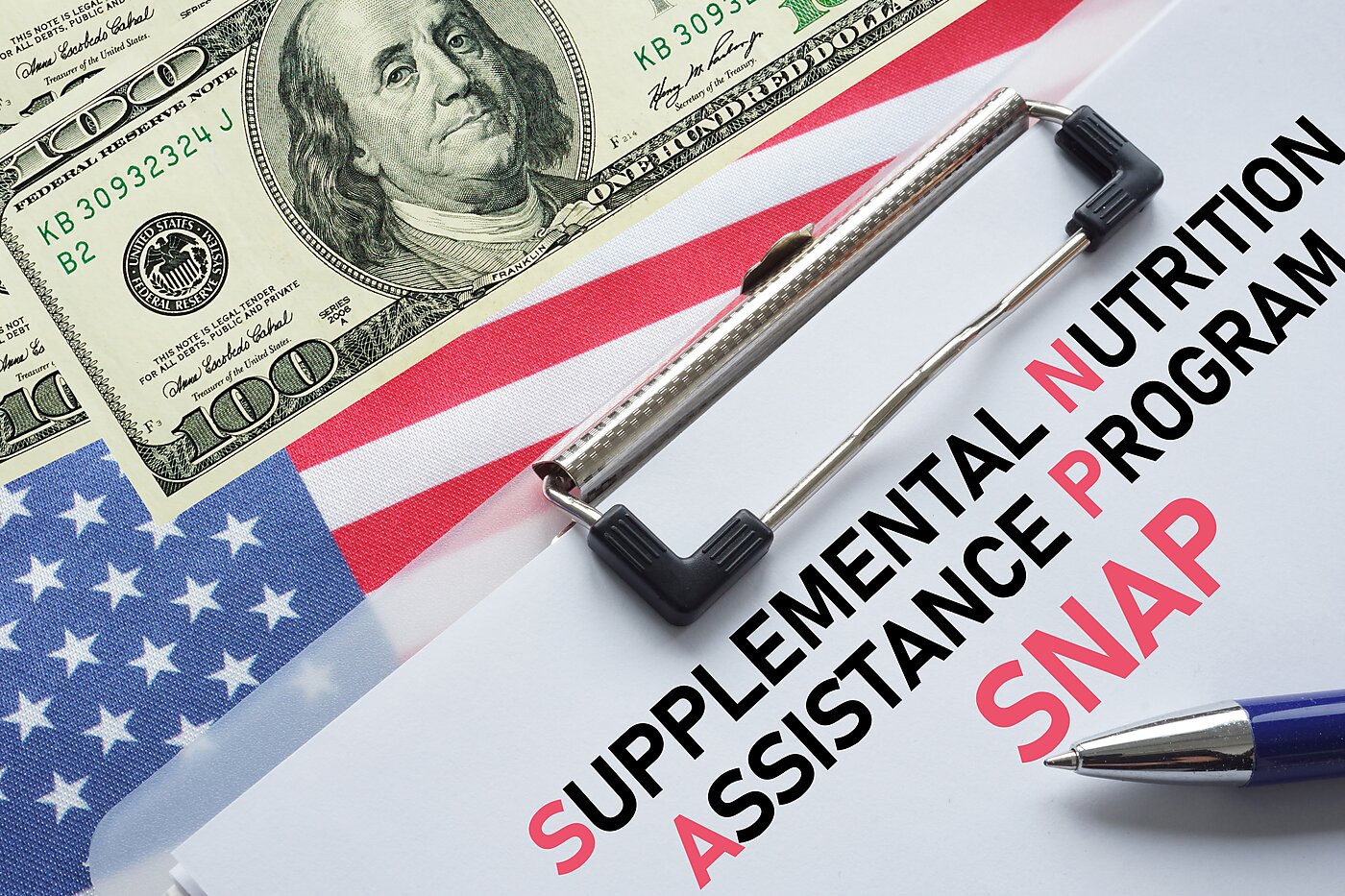 Supplemental Nutrition Assistance Program Clipboard and US Dollar