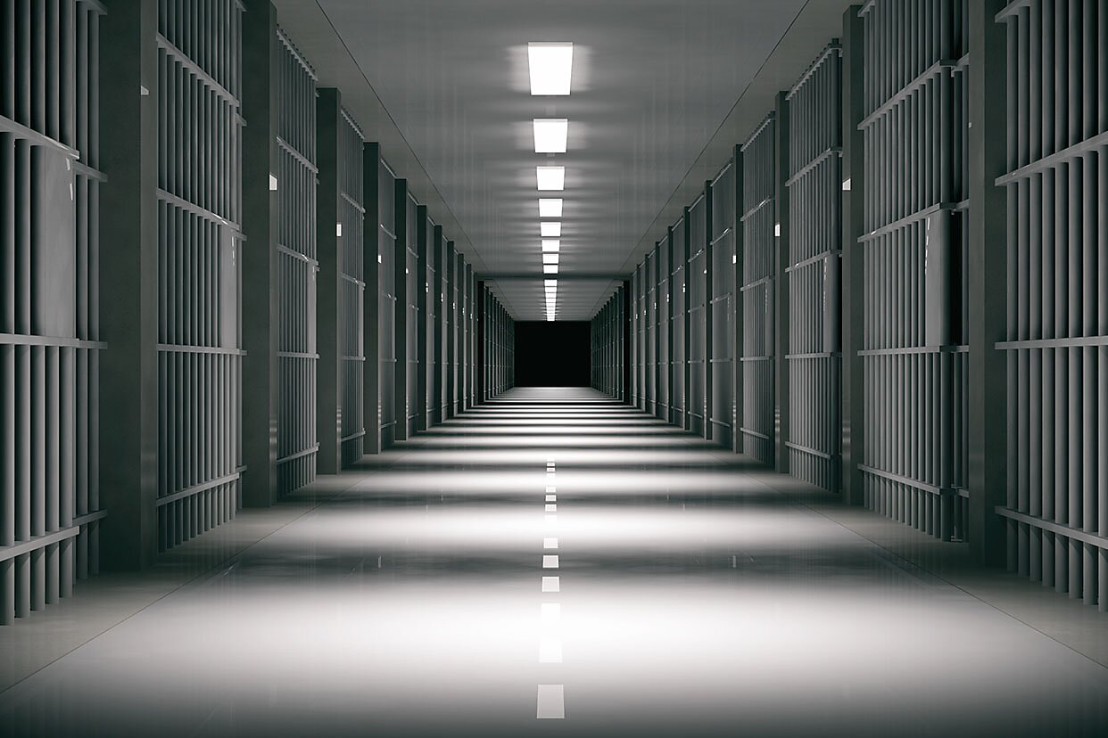 Long hallway with cells
